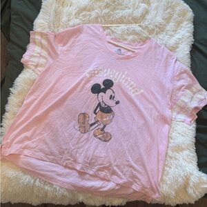 Disney Pink and White Mickey Mouse Tee